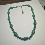 CHAPS  Blue Bead Silver Tone Beaded Necklace Adjustable Length Photo 7