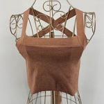 Wilfred Aritzia rose gold Knit Cayenne Strappy Back Halter Crop Top size small Photo 0