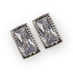 new Swarovski ❉ Rectangle Cut Crystal Stud Earrings ❉ Rhodium Plated .925 Silver Photo 10