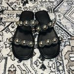 Chic Black Sandals with Silver Accents Size 8.5 Photo 1