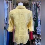 Talbots  Petites Chic Butter Yellow Long Sleeve Polo Collar Shirt Irish Linen. Photo 3
