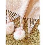 Unbranded Pink Wool/Cashmere/Fur Fringe Pom Scarf Wrap Accessory NEW NWT FLAWED Photo 3