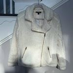 Say What? NWT Say What ? Fuzzy Ivory Sherpa Moto Jacket With Gold Zipper Size Small Photo 1