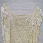 Chelsea and Violet Women's Cream Square Neck Puff Sleeve Velvet Bodysuit Photo 1