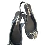Vera Wang  Lavender Black Leather Floral Slingback Sandals Size 6.5 Photo 7