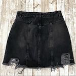 Free People  Black Washed Denim Distressed Skirt Photo 1