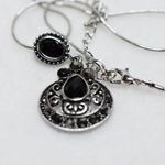 Source Unknown VTG Victorian Gothic Filigree Silver Tone Black Rhinestone Snake Chain Necklace Photo 2