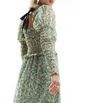 SISTER JANE Shirred Tie Back Maxi Dress Smocked in Green Floral Size M + Size M Photo 2