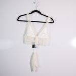 ZARA NEW  Lingerie Allover Delicate Lace Mesh Triangle Lounge Bra Ivory Medium Photo 0