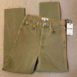 RE/DONE  NWT 70’s ultra high rise stove pipe raw hem size 26 crop green sage Photo 0