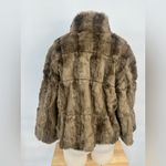 INC International Concepts Brown 3 Button Faux Fur Short Coat Jacket Size L Photo 5