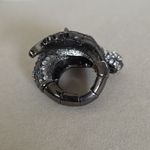 Statement Gunmetal Silver with Crystal Stones Horse Ring Blue Photo 5