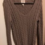 St. John’s Bay Brown Cable Knit V-Neck Fitted Sweater, Small Photo 0