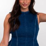 NWT Denim Tie Back Top Blue Size L Photo 0