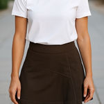 Athleta Chocolate Brown Shadow Soft Knit Nylon Spandex Athletic Faux Wrap Skirt Photo 0