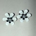 Elegant Floral Black and White Dainty Boho Flower Earrings Photo 1