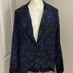 Derek Lam 10 Crosby  Lightweight Silk Black And Blue Floral Blazer Photo 0