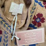 Champagne and Strawberry Tan Poncho with Blue Maroon & Yellow Embroidery M/L Size L Photo 9