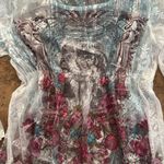 Fairy Elegant Floral Sheer Top Large NWT Blue Photo 3