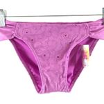 Hula Honey  Womens Bikini Bottom Eyelet Hipster Ruched Purple Size XS Photo 0