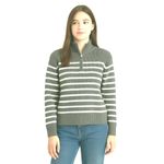 Styles & Co Size Medium Mock Neck Polyester Long Sleeves Stripe Sweater Grey Gray Photo 1