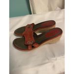 Clarks  Artisan Red Leather Rope Wedge Sandal Slides  Buckle Size 10M Bin2 Photo 4