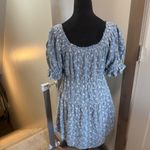 Old Navy  Scoop‎ Neck Short Sleeve Ruffle Blue White Embroidered Floral Dress M Photo 5