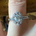 Natural Aquamarine Blue Diamond Sterling Silver Ring Size 6.75 Photo 0