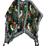 Nine West Kimono Women One Size White Black Green Botanical Cockatoo Boho Nature Photo 0