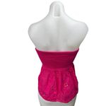 Women's Pink Knit Twist Knot Eyelet Ruffle Strapless Bandeau Tube Tank Top Sz M Size M Photo 1