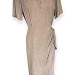 Scarlett Vintage 80's Metal Beaded Studded Wrap Skirt Tulip Hem Tan Dress NWT size 11/12 Photo 0