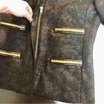 By Malene Birger Tweed Blazer Black Jacket Chic Metallic Gold Flecks Zip Front 8 Photo 5