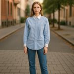 Old Navy 5/$35 Womens Shirt Sz S The Boyfriend Blue White Pinstripe Dress Photo 1