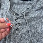 American Eagle  | size medium | gray hooded lace up sweater Photo 4