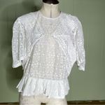 IRO  Embroidered Lace Peplum‎ Top in White 42 Photo 3