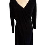 Traveler's | Black Faux Wrap Midi Dress Chico's Size 1 US Size 8 Medium Photo 0