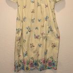 Vintage Pastel Yellow Floral and Butterfly Dress Size M Photo 7