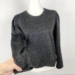 ZARA  Shimmer Metallic Black Blouse Ruched Shoulders Large Cocktail Office Party Photo 4