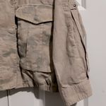 Anthropologie HEI HEI | Jacket Tan Camouflage Linen Blend Cropped Military | XL Photo 2