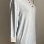 Freeloader NWT Cozy Light Fuzzy Pullover Loose Fit Raglan Henley Sweater - Blue Photo 2