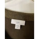 J.Jill  Petite Olive Green Button Accent Long Sleeve Knit Top - Medium Photo 1