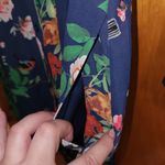 EXPRESS  medium navy blue bird floral long sleeve shirt dress Photo 3