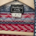 Vintage Fisherman Nostalgic Sweater Vest Womens Size Med Patriotic Blue Red Photo 2