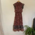 AQUA Floral Midi Dress sz S Short Sleeve Smocked Midi Dress Photo 1