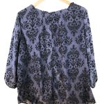 Pure Energy  Paisley Print Blouse Black Purple Photo 4