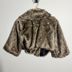 Jolt  Y2K Vintage Faux Fur Glam Shawl Cropped Coat Women L Brown Holiday Formal Photo 1