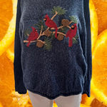 Vintage VTG Timberlea Blue Marled Embroidered Cardinal Sweater Size Medium‎ Photo 0