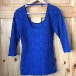 Urban Outfitters UO Pins & Needles royal blue scoop neck stretch lace top size medium Photo 4