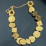 Vintage Unsigned Goldette Victorian Revival Sliding Charms 7.25” Bracelet 40g. Gold Photo 12
