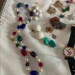 Vintage to Now Christmas Holiday Assorted Jewelry Lot, Jewelry Bundle Red Photo 4